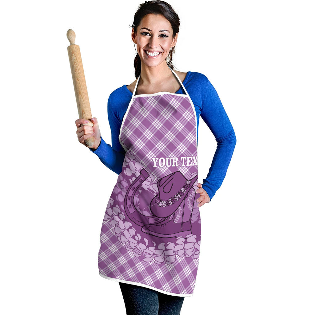 Poni Hawaii Cowboy Palaka Motifs Personalised Apron Paniolo Festival Puakenikeni Lei LT14 - Polynesian Pride