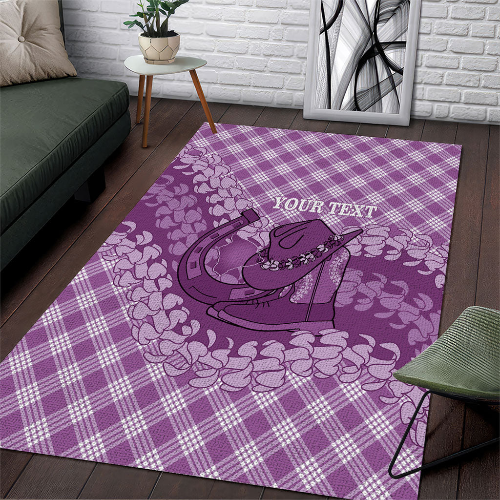 Poni Hawaii Cowboy Palaka Motifs Personalised Area Rug Paniolo Festival Puakenikeni Lei