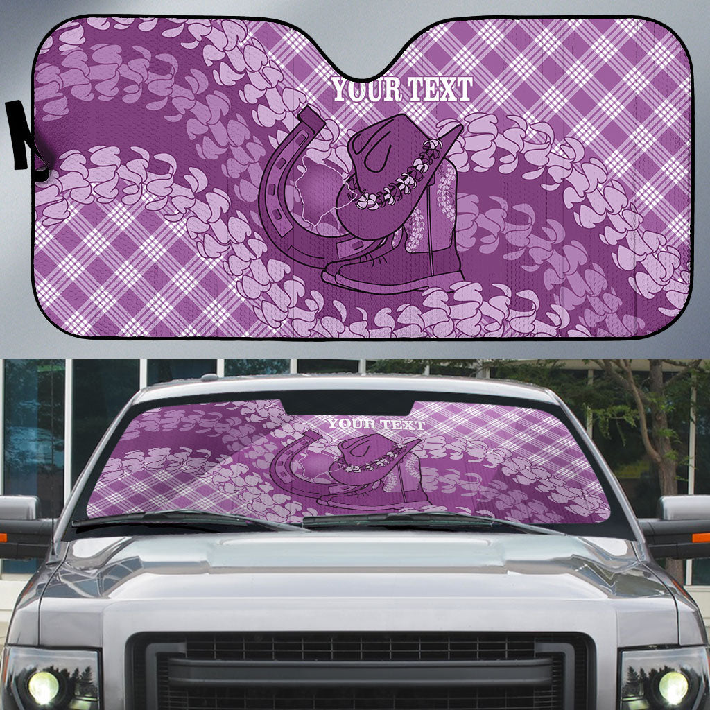 Poni Hawaii Cowboy Palaka Motifs Personalised Auto Sun Shade Paniolo Festival Puakenikeni Lei