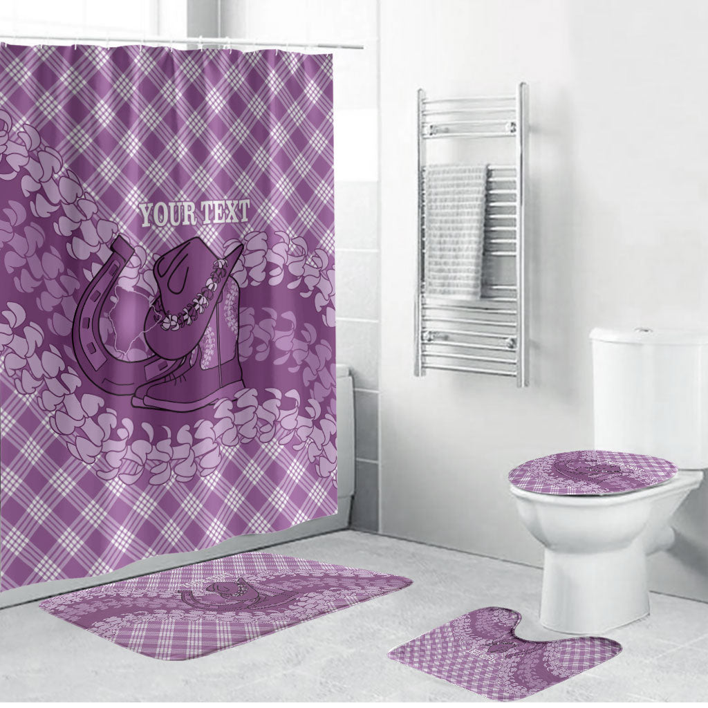 Poni Hawaii Cowboy Palaka Motifs Personalised Bathroom Set Paniolo Festival Puakenikeni Lei LT14 Bathroom Set (4 pcs) Purple - Polynesian Pride