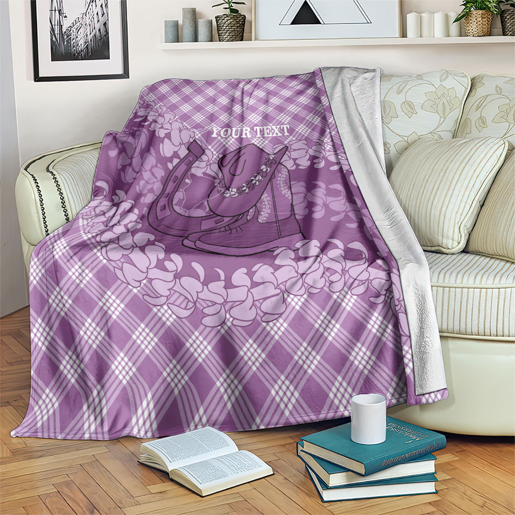 Poni Hawaii Cowboy Palaka Motifs Personalised Blanket Paniolo Festival Puakenikeni Lei