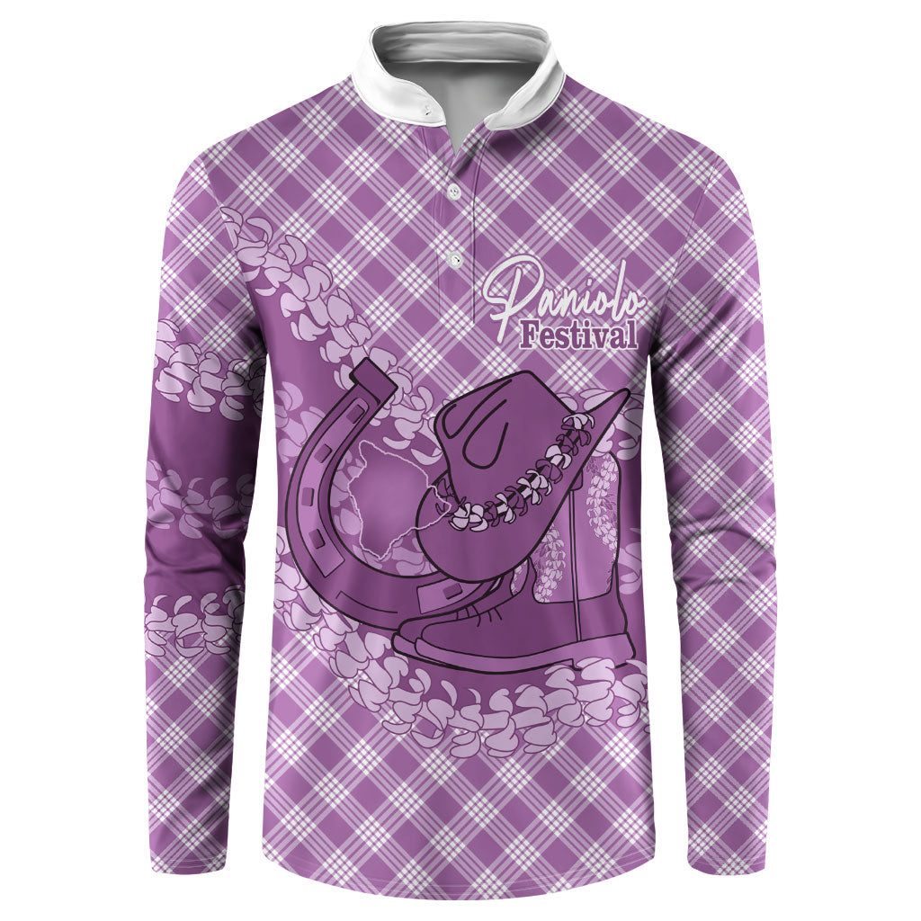 Poni Hawaii Cowboy Palaka Motifs Personalised Button Sweatshirt Paniolo Festival Puakenikeni Lei