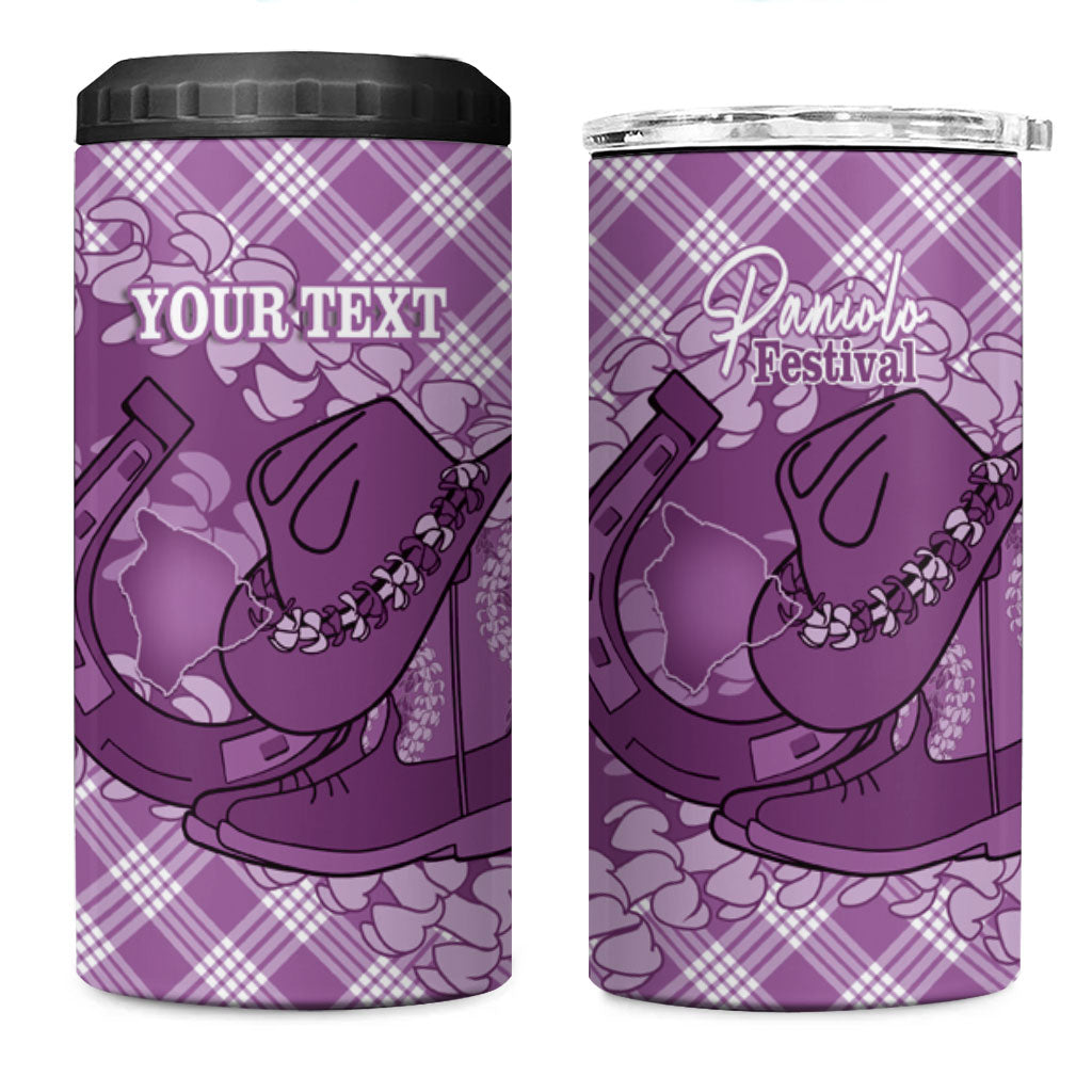 Poni Hawaii Cowboy Palaka Motifs Personalised 4 in 1 Can Cooler Tumbler Paniolo Festival Puakenikeni Lei