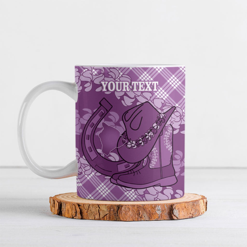 Poni Hawaii Cowboy Palaka Motifs Personalised Ceramic Mug Paniolo Festival Puakenikeni Lei