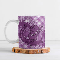 Poni Hawaii Cowboy Palaka Motifs Personalised Ceramic Mug Paniolo Festival Puakenikeni Lei LT14 Purple - Polynesian Pride