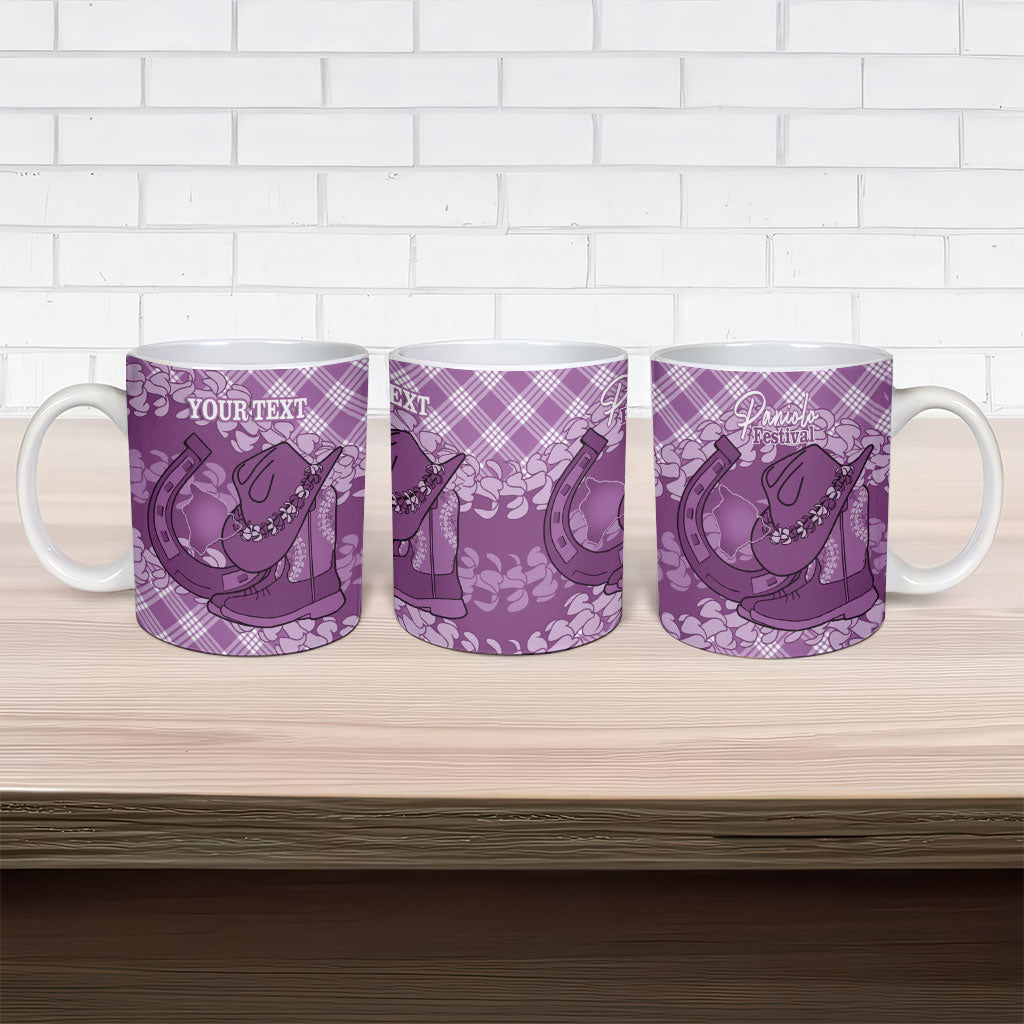 Poni Hawaii Cowboy Palaka Motifs Personalised Ceramic Mug Paniolo Festival Puakenikeni Lei LT14 - Polynesian Pride
