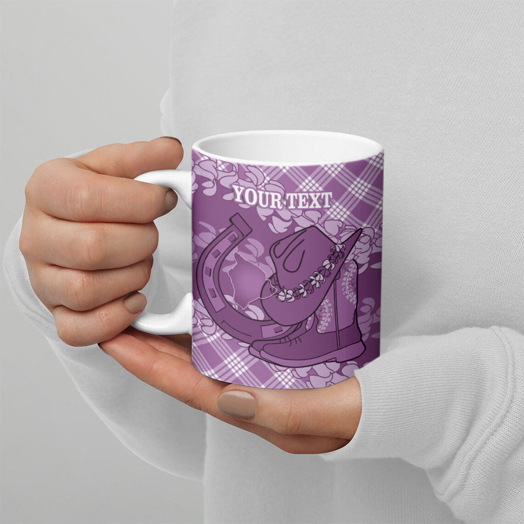 Poni Hawaii Cowboy Palaka Motifs Personalised Ceramic Mug Paniolo Festival Puakenikeni Lei LT14 - Polynesian Pride