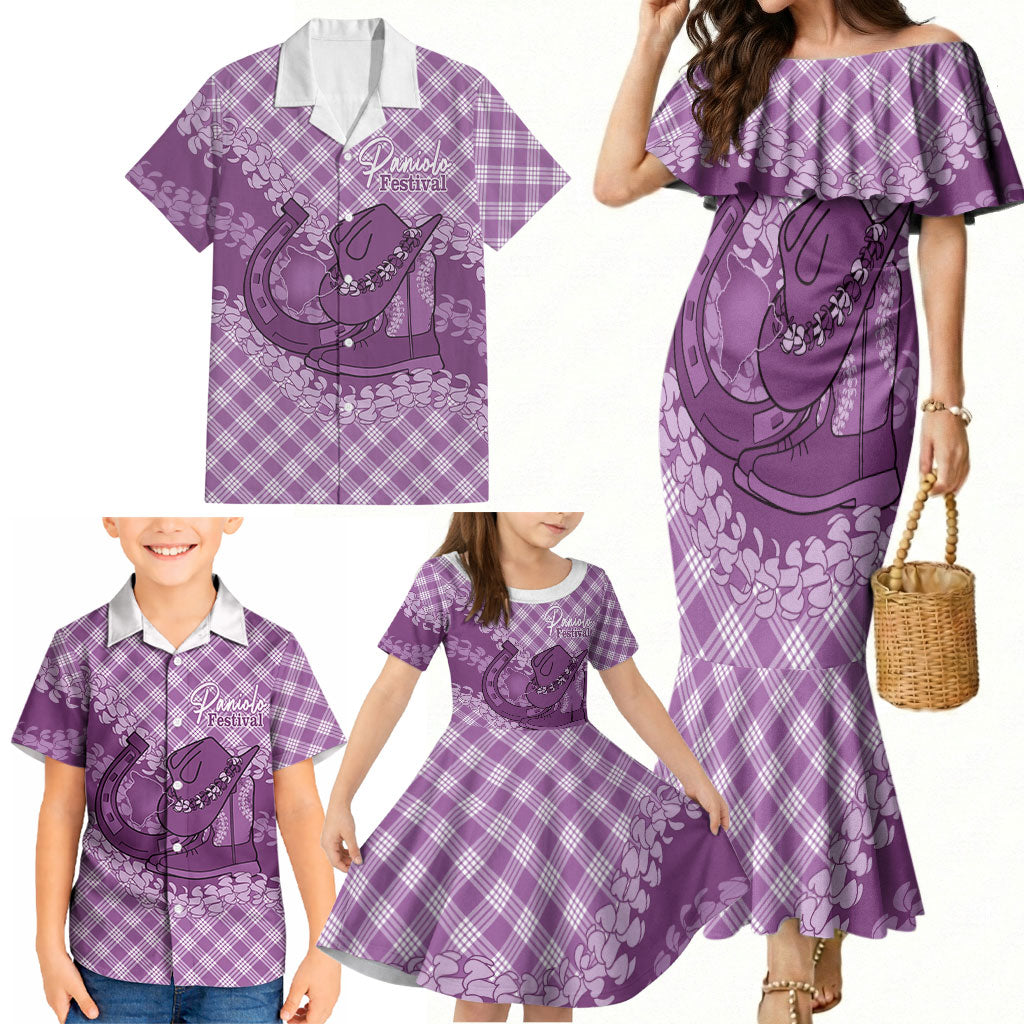 Poni Hawaii Cowboy Palaka Motifs Personalised Family Matching Mermaid Dress and Hawaiian Shirt Paniolo Festival Puakenikeni Lei LT14 - Polynesian Pride