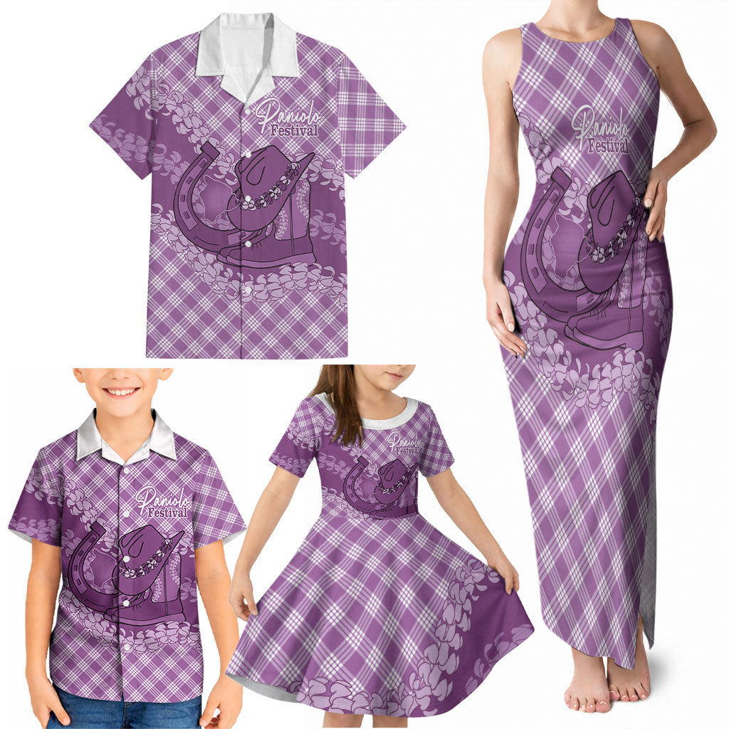 Poni Hawaii Cowboy Palaka Motifs Personalised Family Matching Tank Maxi Dress and Hawaiian Shirt Paniolo Festival Puakenikeni Lei LT14 - Polynesian Pride