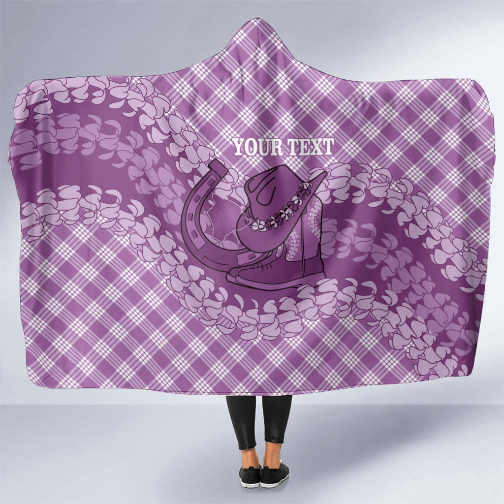 Poni Hawaii Cowboy Palaka Motifs Personalised Hooded Blanket Paniolo Festival Puakenikeni Lei