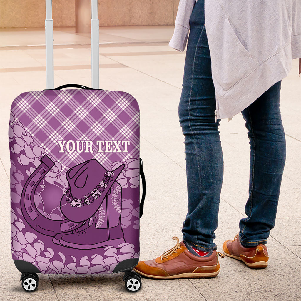 Poni Hawaii Cowboy Palaka Motifs Personalised Luggage Cover Paniolo Festival Puakenikeni Lei