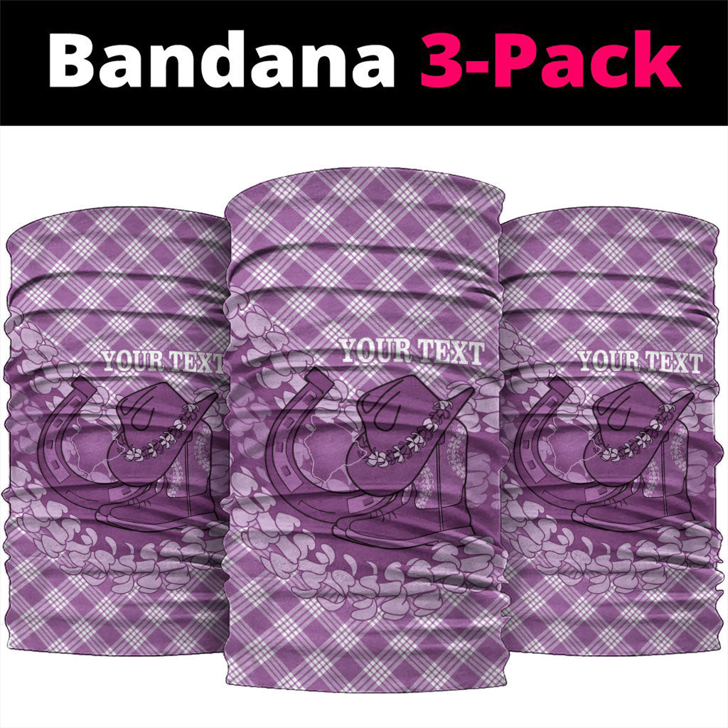 Poni Hawaii Cowboy Palaka Motifs Personalised Neck Gaiter Paniolo Festival Puakenikeni Lei