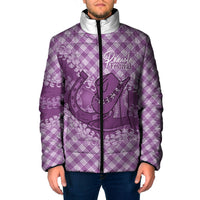 Poni Hawaii Cowboy Palaka Motifs Personalised Padded Jacket Paniolo Festival Puakenikeni Lei LT14 Men Purple - Polynesian Pride