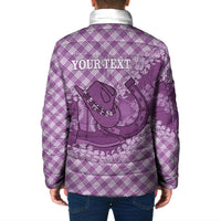 Poni Hawaii Cowboy Palaka Motifs Personalised Padded Jacket Paniolo Festival Puakenikeni Lei LT14 - Polynesian Pride