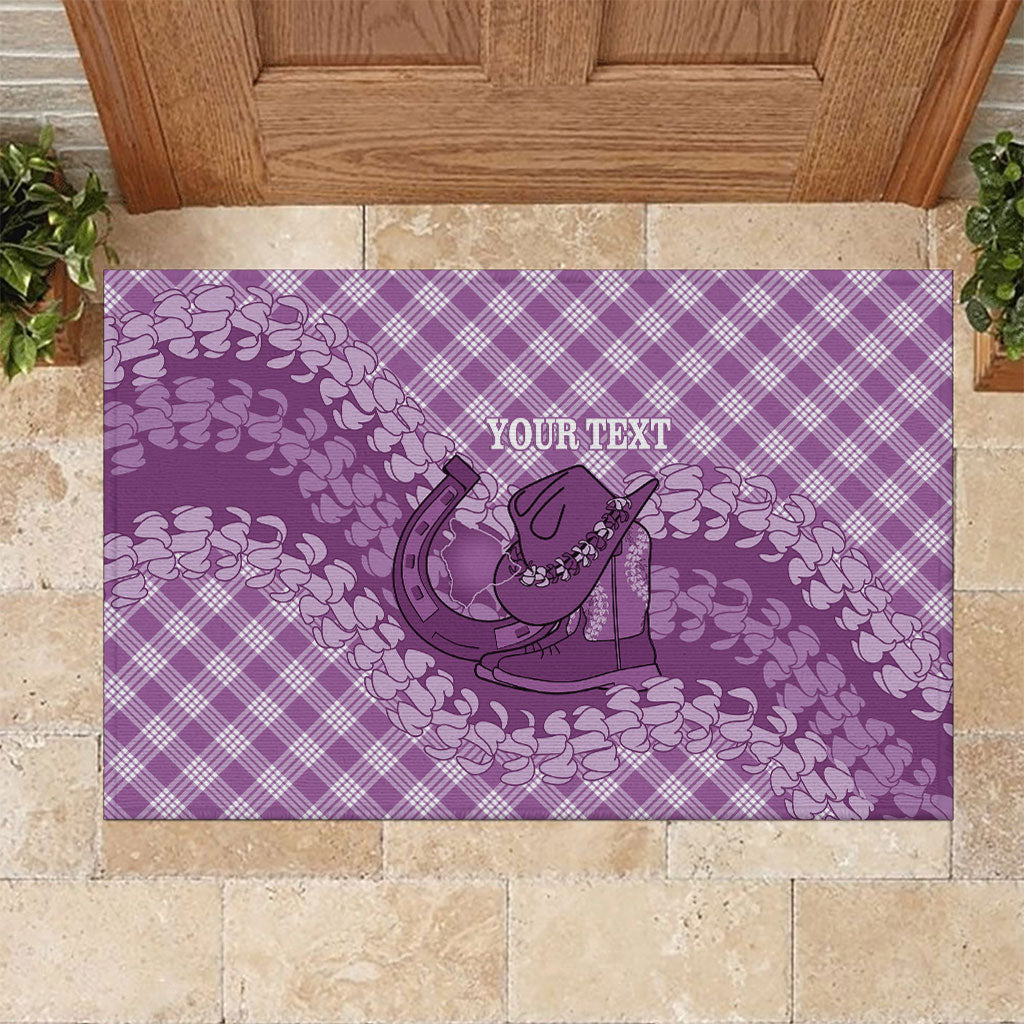Poni Hawaii Cowboy Palaka Motifs Personalised Rubber Doormat Paniolo Festival Puakenikeni Lei