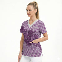 Poni Hawaii Cowboy Palaka Motifs Personalised Scrub Top Paniolo Festival Puakenikeni Lei LT14 - Polynesian Pride