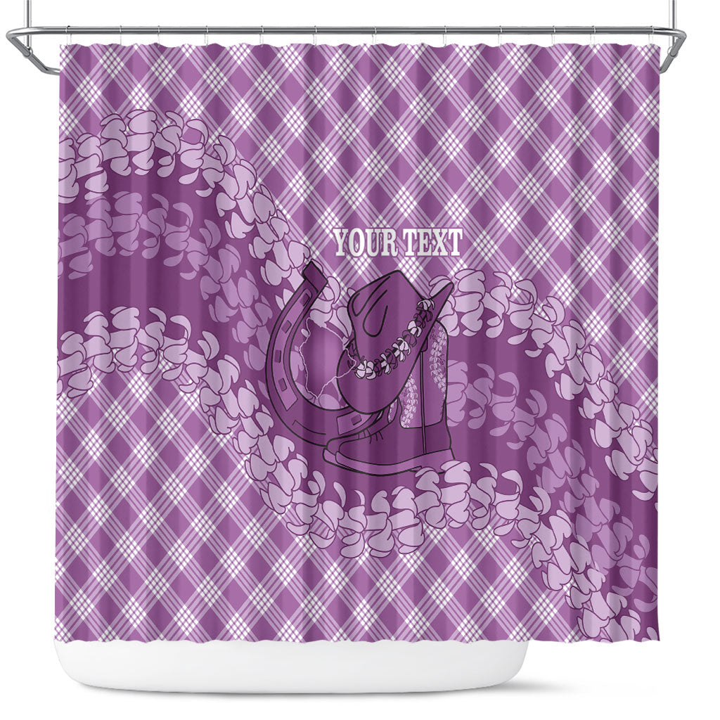 Poni Hawaii Cowboy Palaka Motifs Personalised Shower Curtain Paniolo Festival Puakenikeni Lei