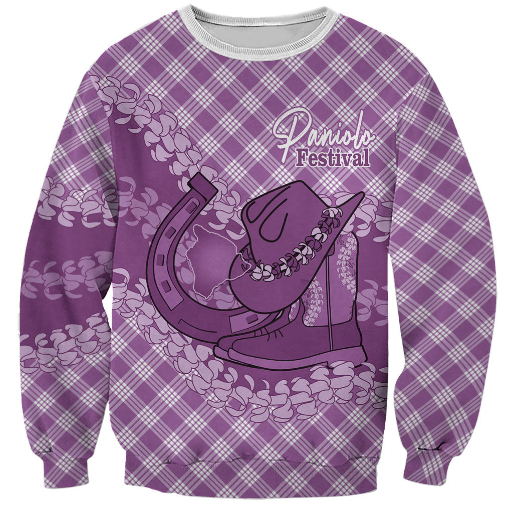 Poni Hawaii Cowboy Palaka Motifs Personalised Sweatshirt Paniolo Festival Puakenikeni Lei