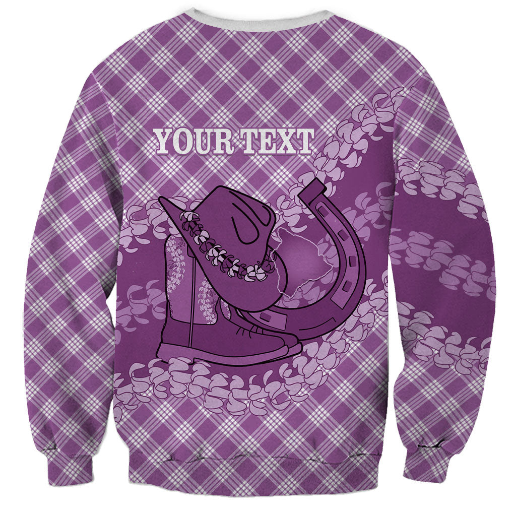 Poni Hawaii Cowboy Palaka Motifs Personalised Sweatshirt Paniolo Festival Puakenikeni Lei LT14 - Polynesian Pride