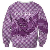 Poni Hawaii Cowboy Palaka Motifs Personalised Sweatshirt Paniolo Festival Puakenikeni Lei LT14 - Polynesian Pride