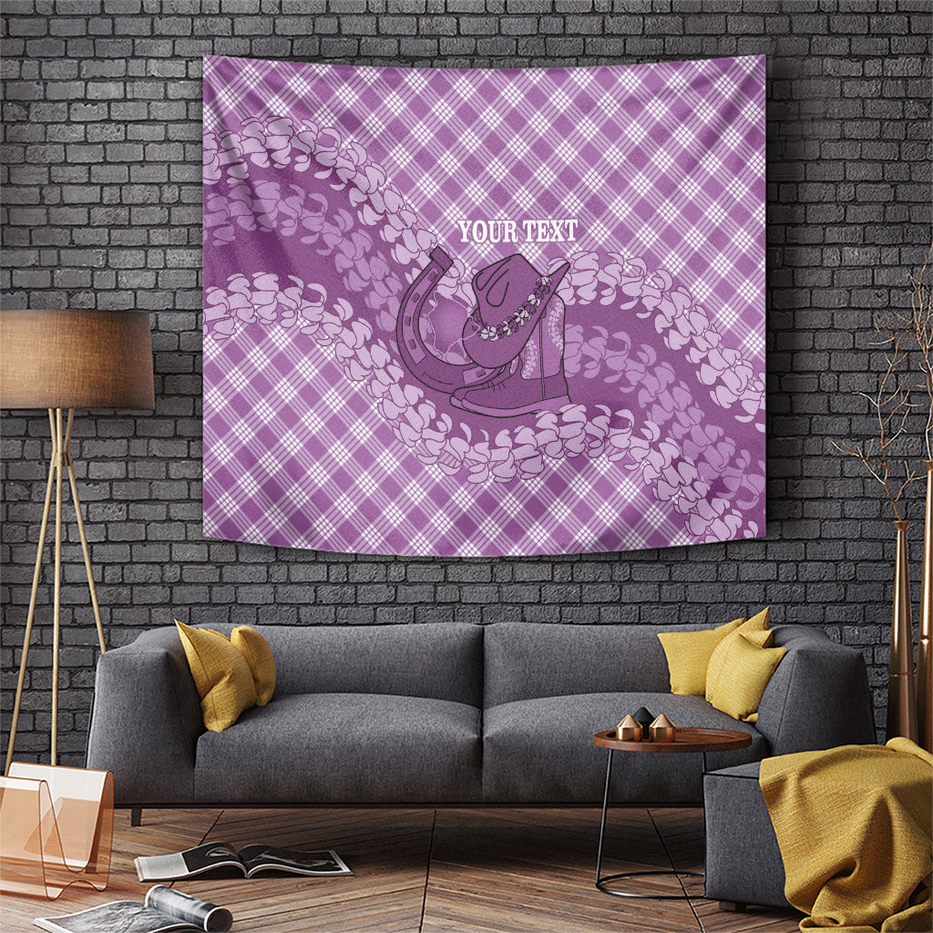 Poni Hawaii Cowboy Palaka Motifs Personalised Tapestry Paniolo Festival Puakenikeni Lei