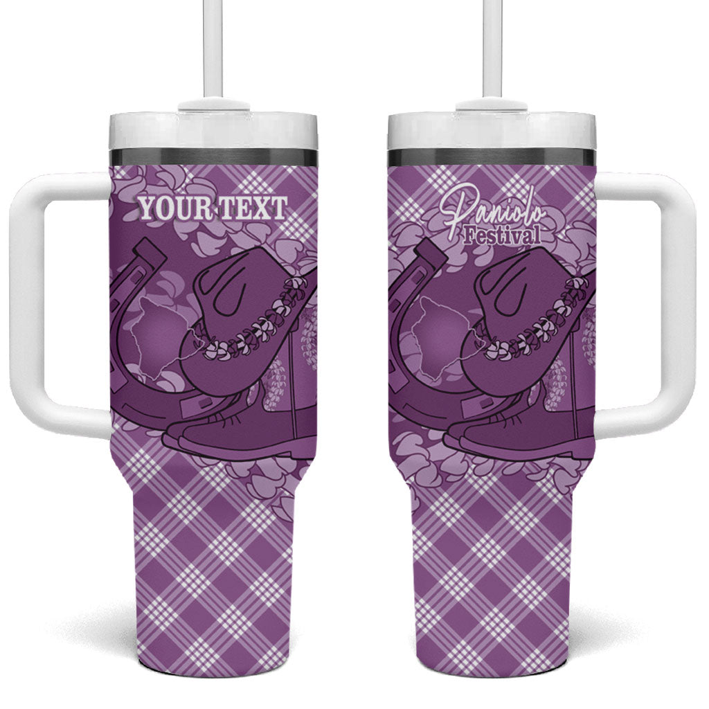Poni Hawaii Cowboy Palaka Motifs Personalised Tumbler With Handle Paniolo Festival Puakenikeni Lei