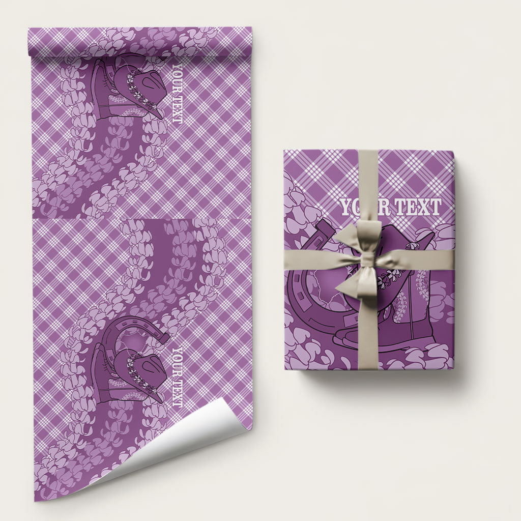 Poni Hawaii Cowboy Palaka Motifs Personalised Wrapping Paper Paniolo Festival Puakenikeni Lei