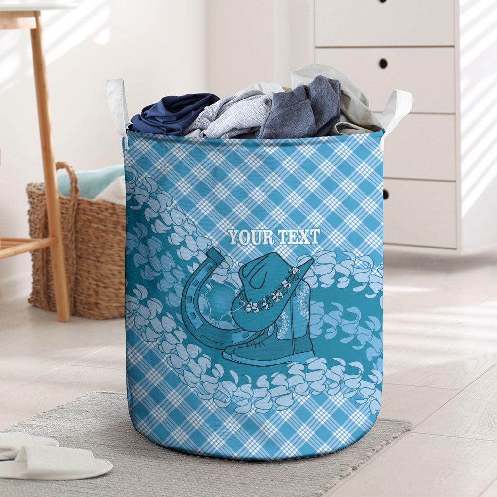 Polu Hawaii Cowboy Palaka Motifs Personalised Laundry Basket Paniolo Festival Puakenikeni Lei