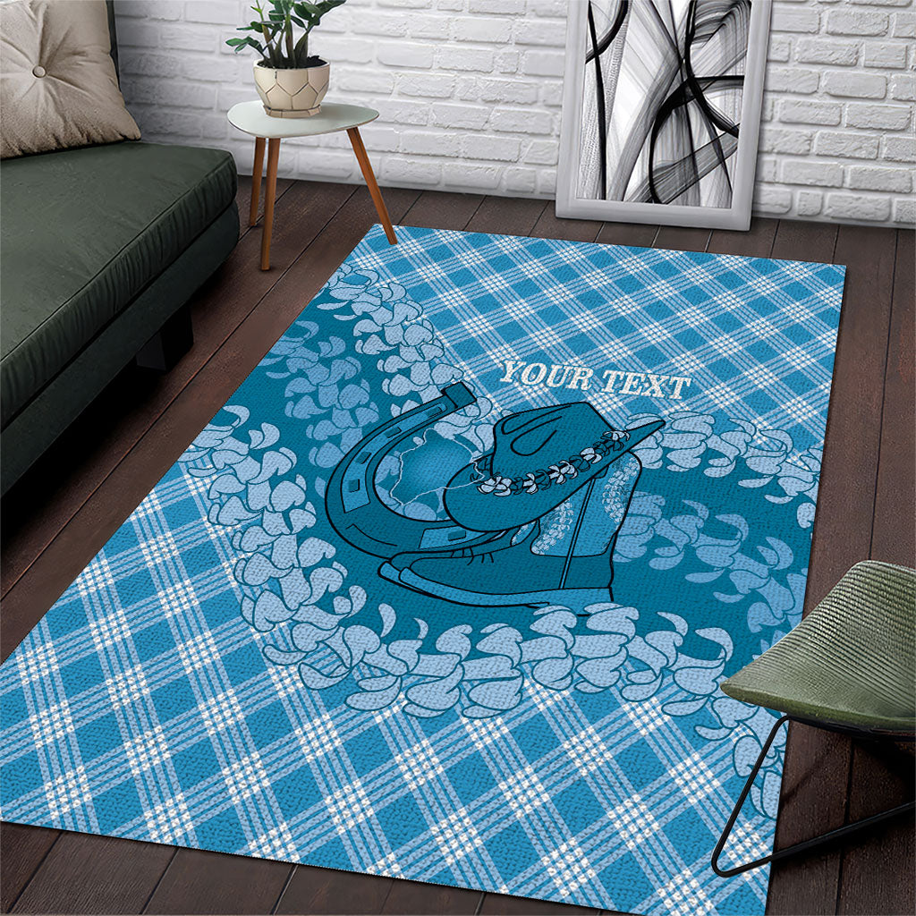Polu Hawaii Cowboy Palaka Motifs Personalised Area Rug Paniolo Festival Puakenikeni Lei