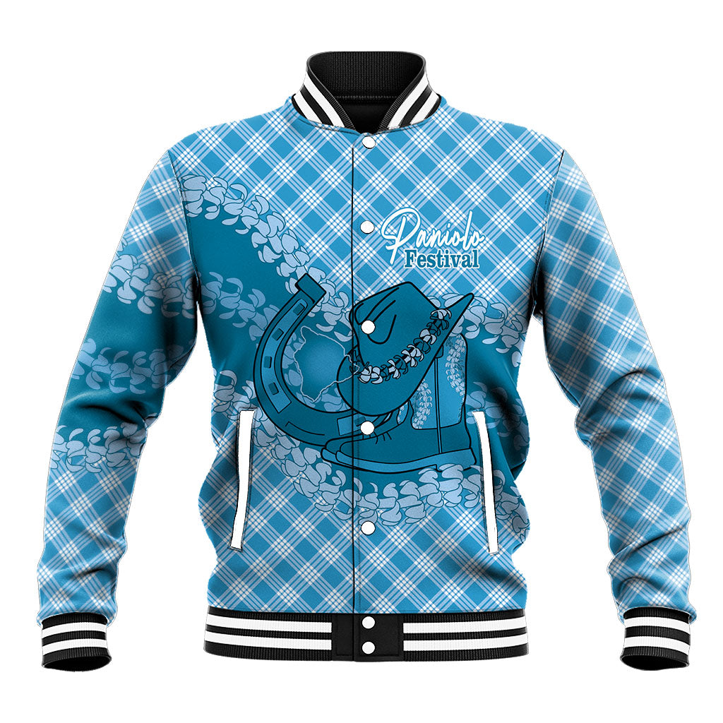 Polu Hawaii Cowboy Palaka Motifs Personalised Baseball Jacket Paniolo Festival Puakenikeni Lei