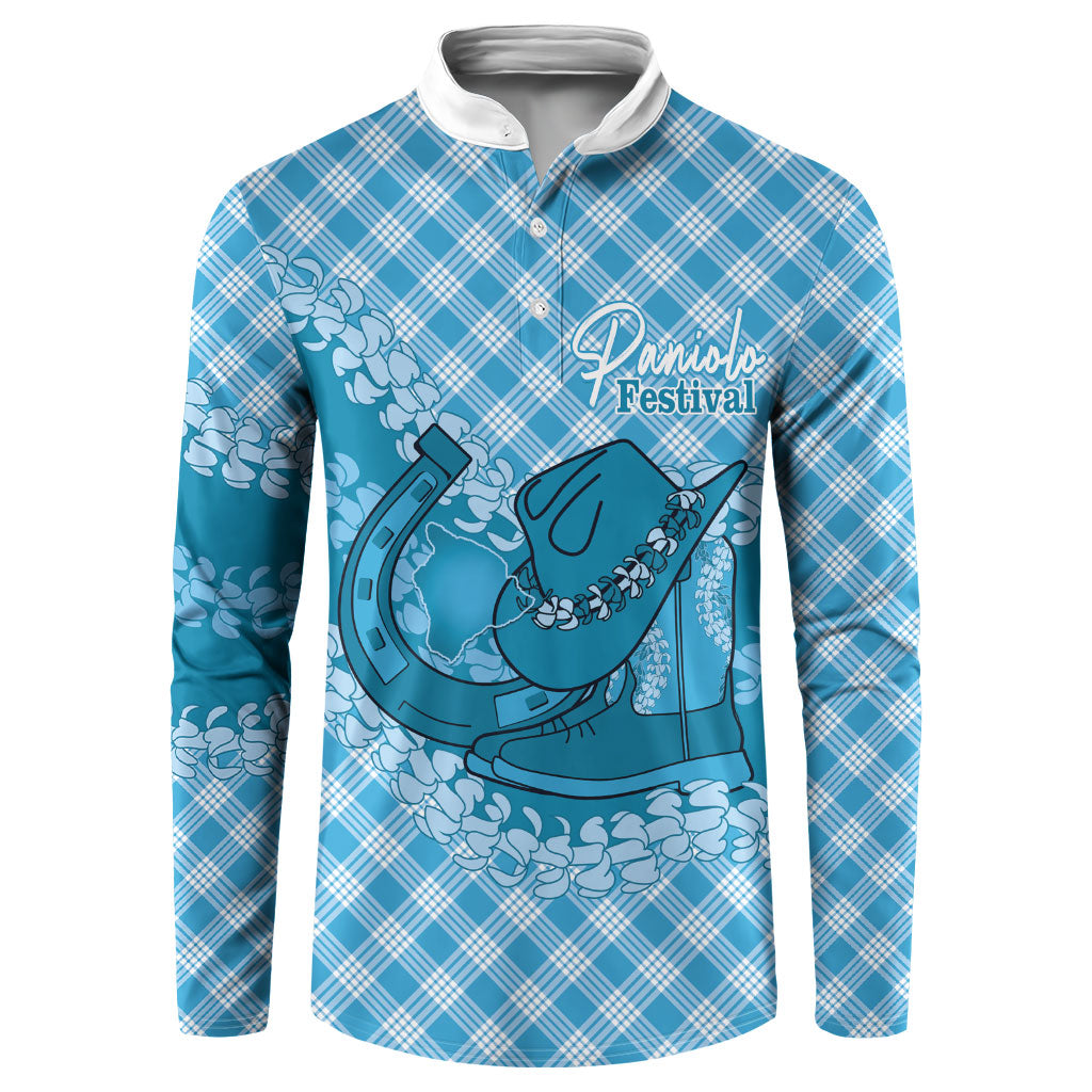 Polu Hawaii Cowboy Palaka Motifs Personalised Button Sweatshirt Paniolo Festival Puakenikeni Lei