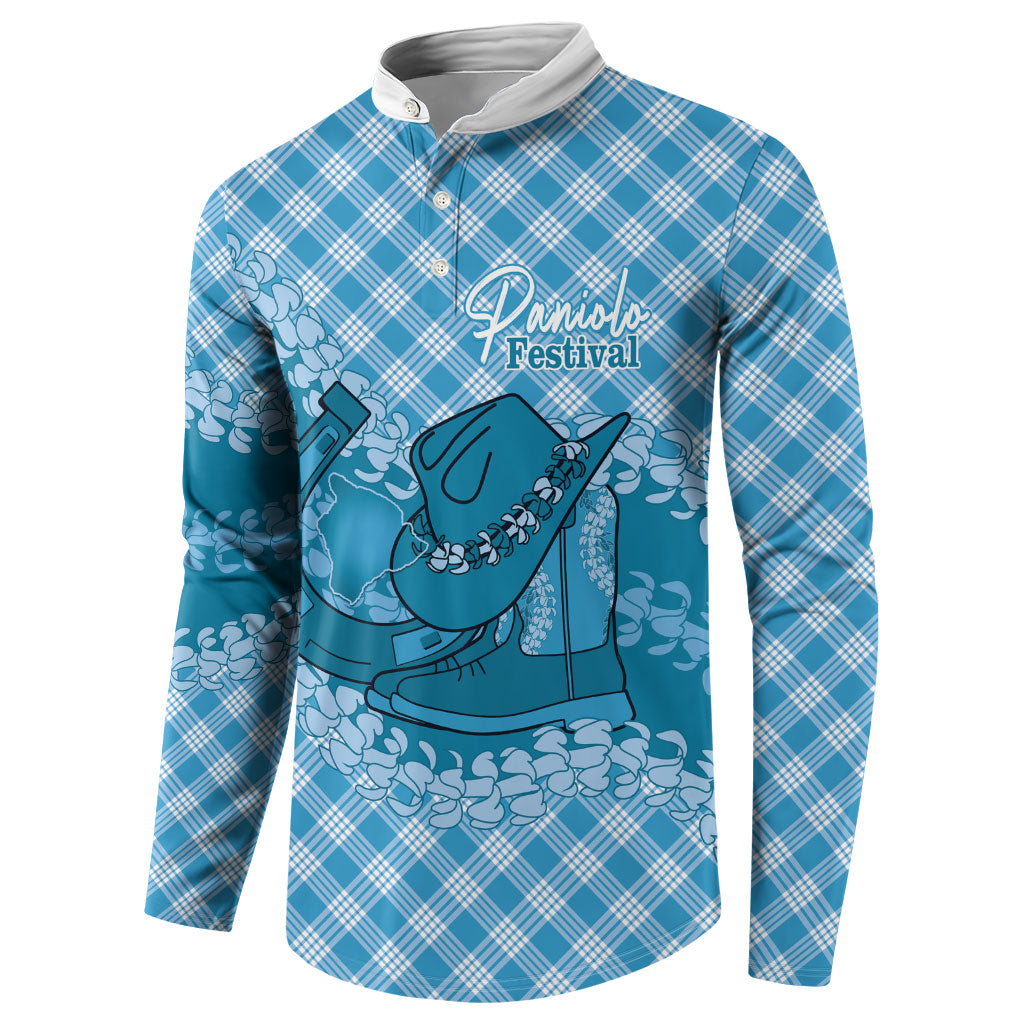 Polu Hawaii Cowboy Palaka Motifs Personalised Button Sweatshirt Paniolo Festival Puakenikeni Lei LT14 - Polynesian Pride