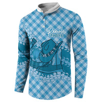 Polu Hawaii Cowboy Palaka Motifs Personalised Button Sweatshirt Paniolo Festival Puakenikeni Lei LT14 - Polynesian Pride