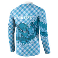 Polu Hawaii Cowboy Palaka Motifs Personalised Button Sweatshirt Paniolo Festival Puakenikeni Lei LT14 - Polynesian Pride