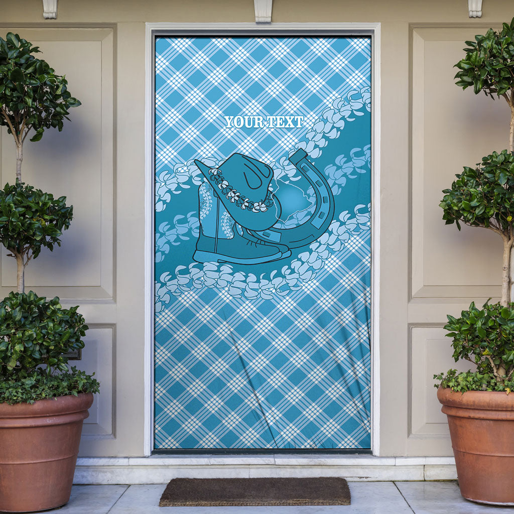 Polu Hawaii Cowboy Palaka Motifs Personalised Door Cover Paniolo Festival Puakenikeni Lei