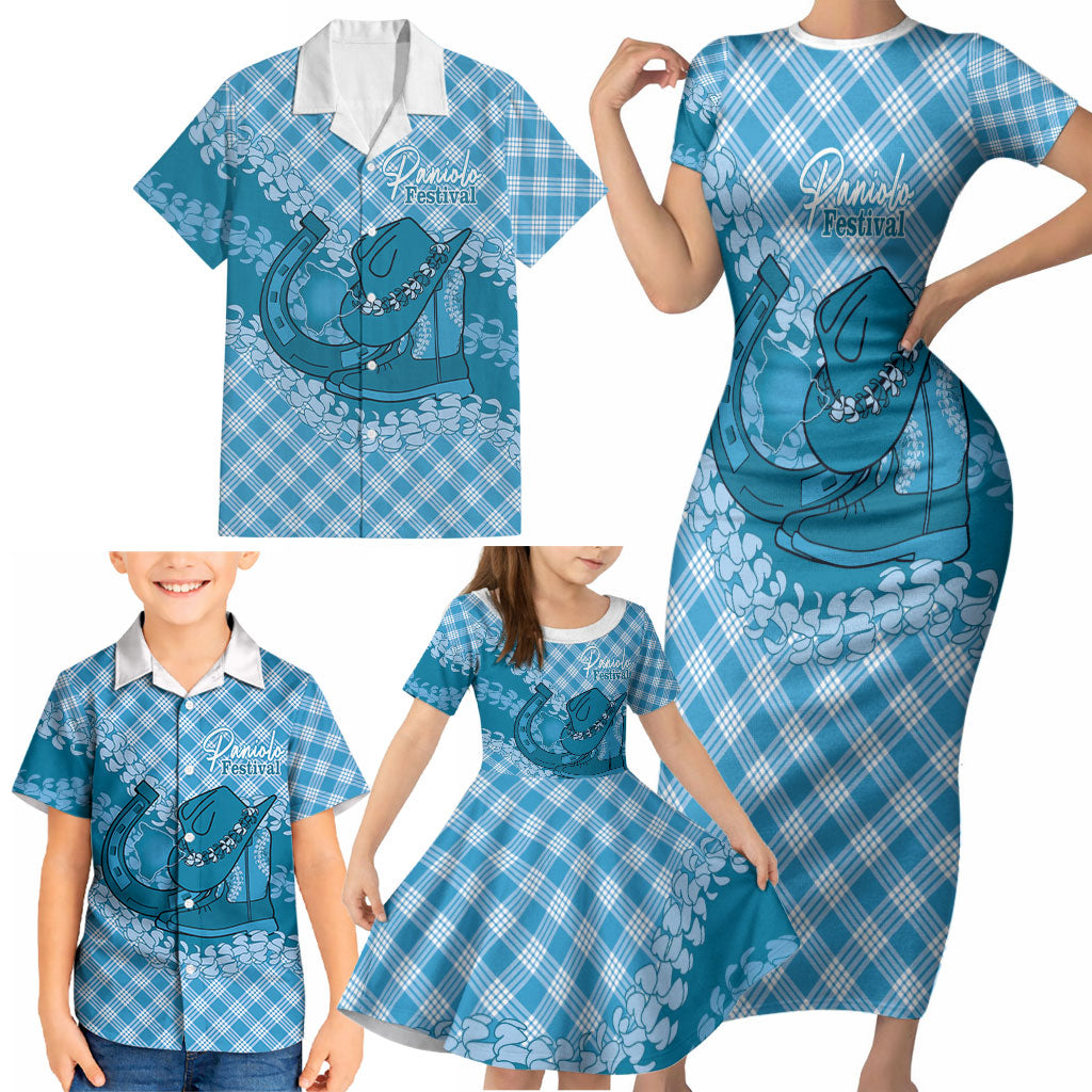 Polu Hawaii Cowboy Palaka Motifs Personalised Family Matching Short Sleeve Bodycon Dress and Hawaiian Shirt Paniolo Festival Puakenikeni Lei LT14 - Polynesian Pride
