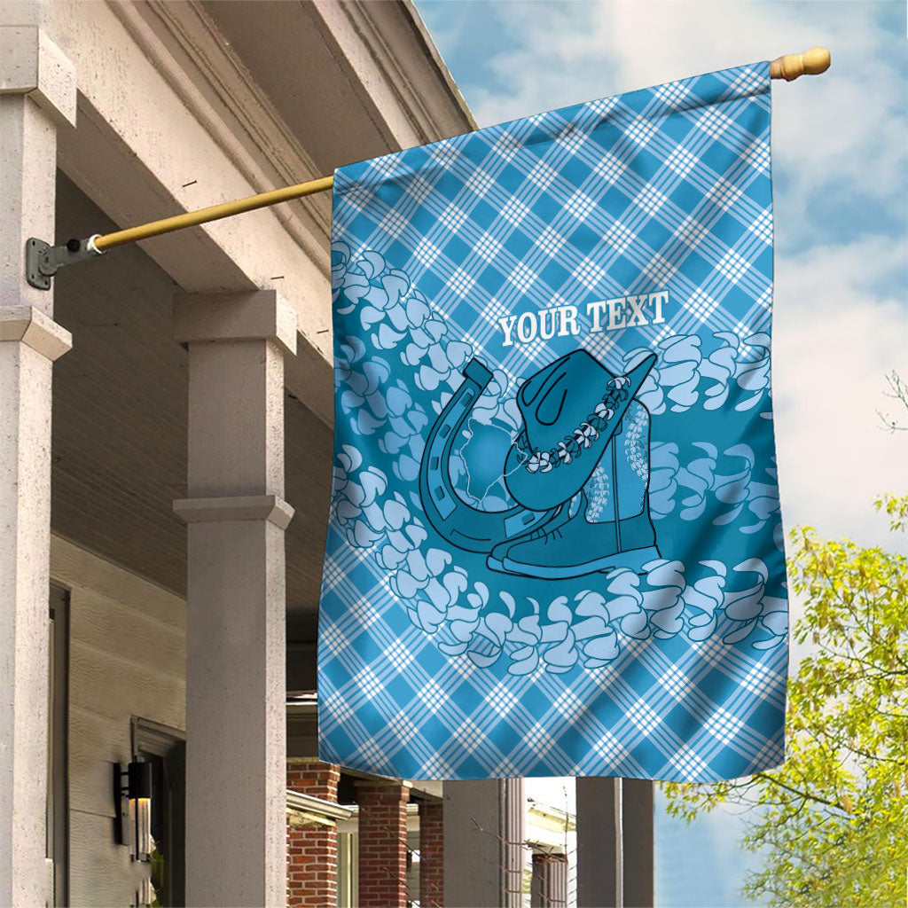 Polu Hawaii Cowboy Palaka Motifs Personalised Garden Flag Paniolo Festival Puakenikeni Lei
