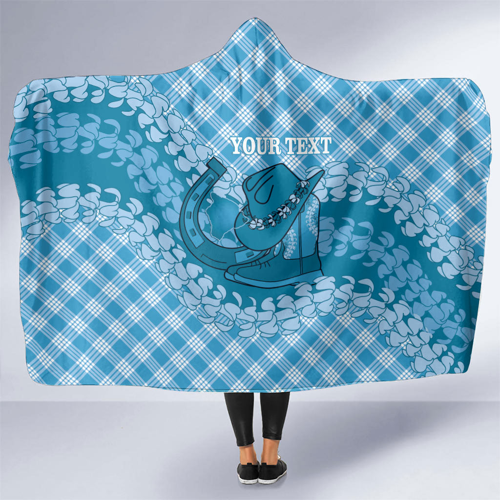 Polu Hawaii Cowboy Palaka Motifs Personalised Hooded Blanket Paniolo Festival Puakenikeni Lei