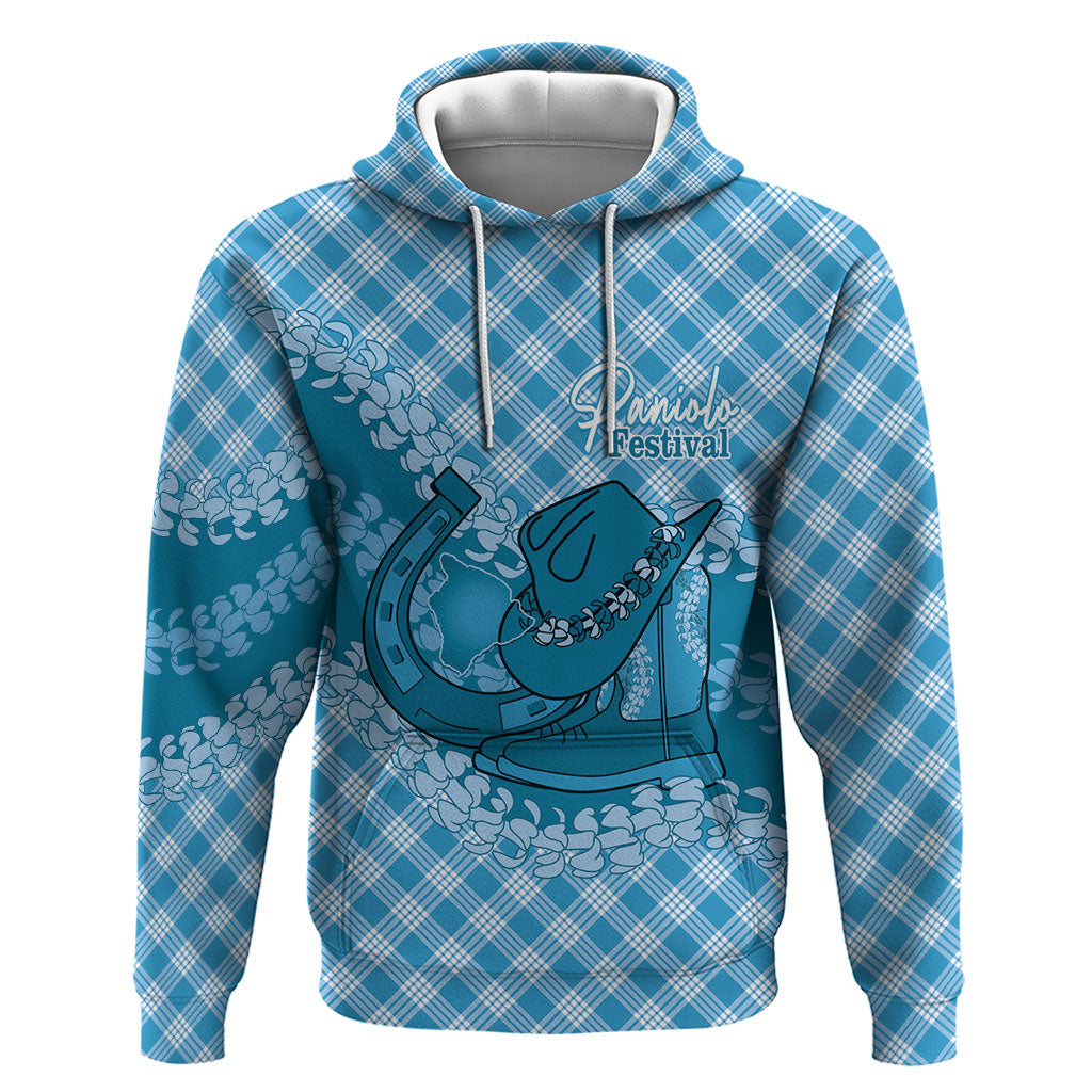 Polu Hawaii Cowboy Palaka Motifs Personalised Hoodie Paniolo Festival Puakenikeni Lei
