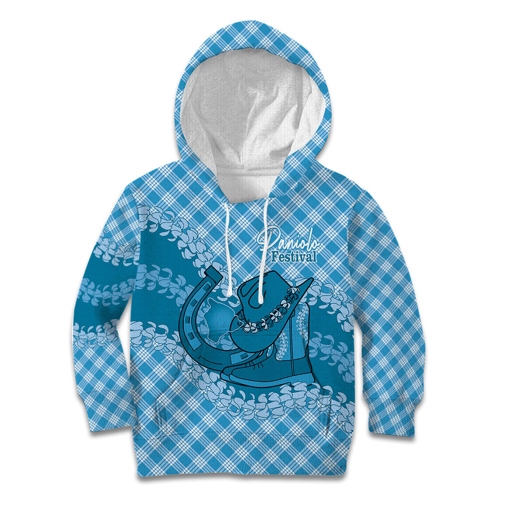Polu Hawaii Cowboy Palaka Motifs Personalised Kid Hoodie Paniolo Festival Puakenikeni Lei