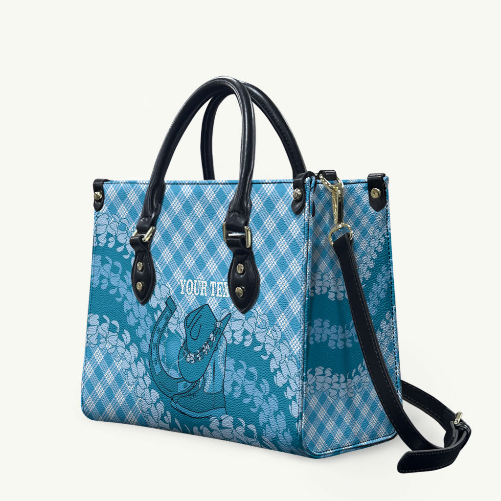 Polu Hawaii Cowboy Palaka Motifs Personalised Leather Bag Paniolo Festival Puakenikeni Lei