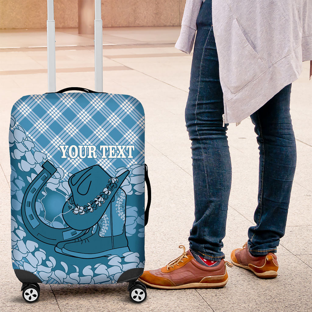 Polu Hawaii Cowboy Palaka Motifs Personalised Luggage Cover Paniolo Festival Puakenikeni Lei