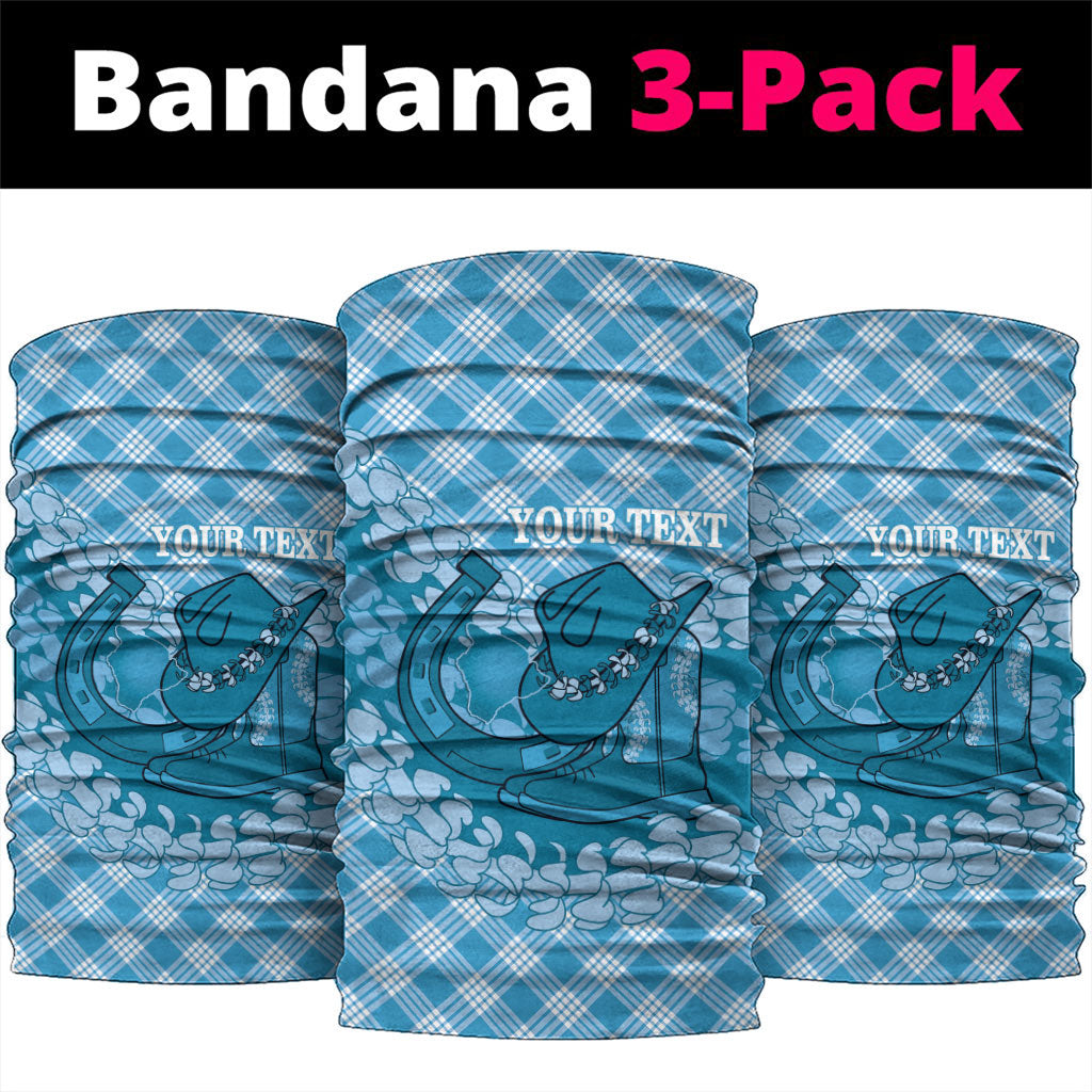 Polu Hawaii Cowboy Palaka Motifs Personalised Neck Gaiter Paniolo Festival Puakenikeni Lei