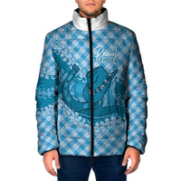 Polu Hawaii Cowboy Palaka Motifs Personalised Padded Jacket Paniolo Festival Puakenikeni Lei LT14 Men Blue - Polynesian Pride