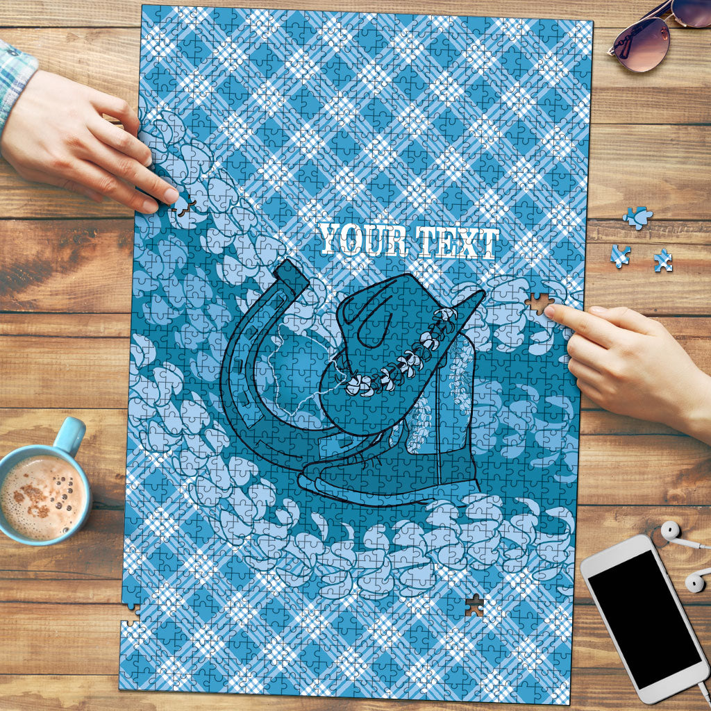 Polu Hawaii Cowboy Palaka Motifs Personalised Puzzle Paniolo Festival Puakenikeni Lei