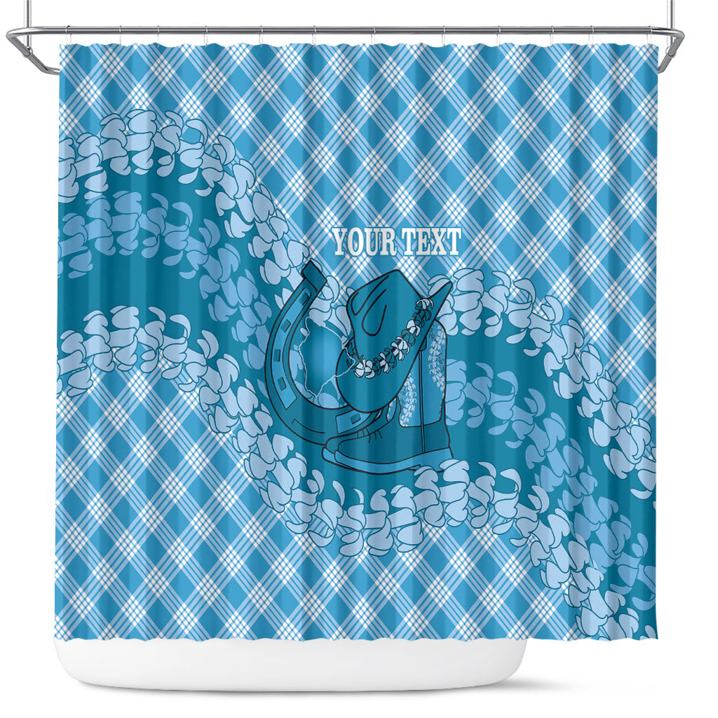 Polu Hawaii Cowboy Palaka Motifs Personalised Shower Curtain Paniolo Festival Puakenikeni Lei