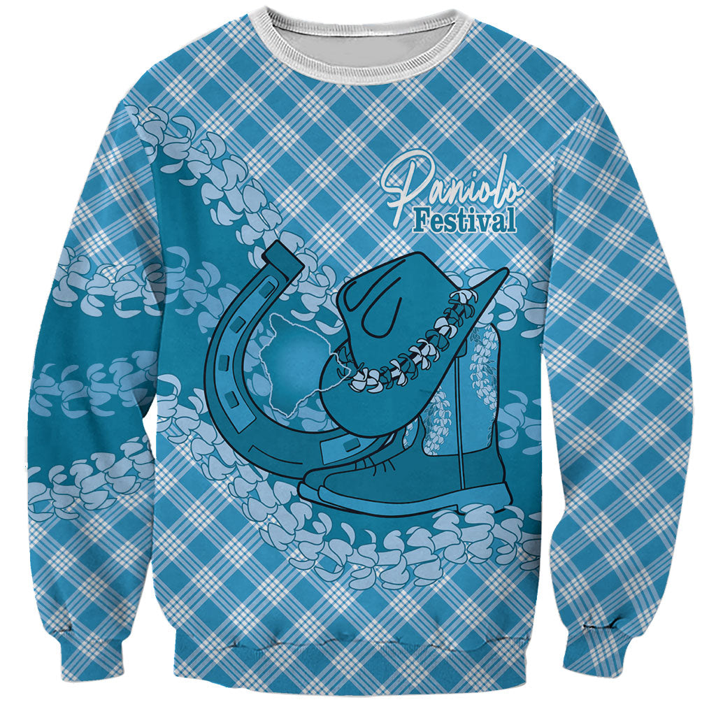 Polu Hawaii Cowboy Palaka Motifs Personalised Sweatshirt Paniolo Festival Puakenikeni Lei