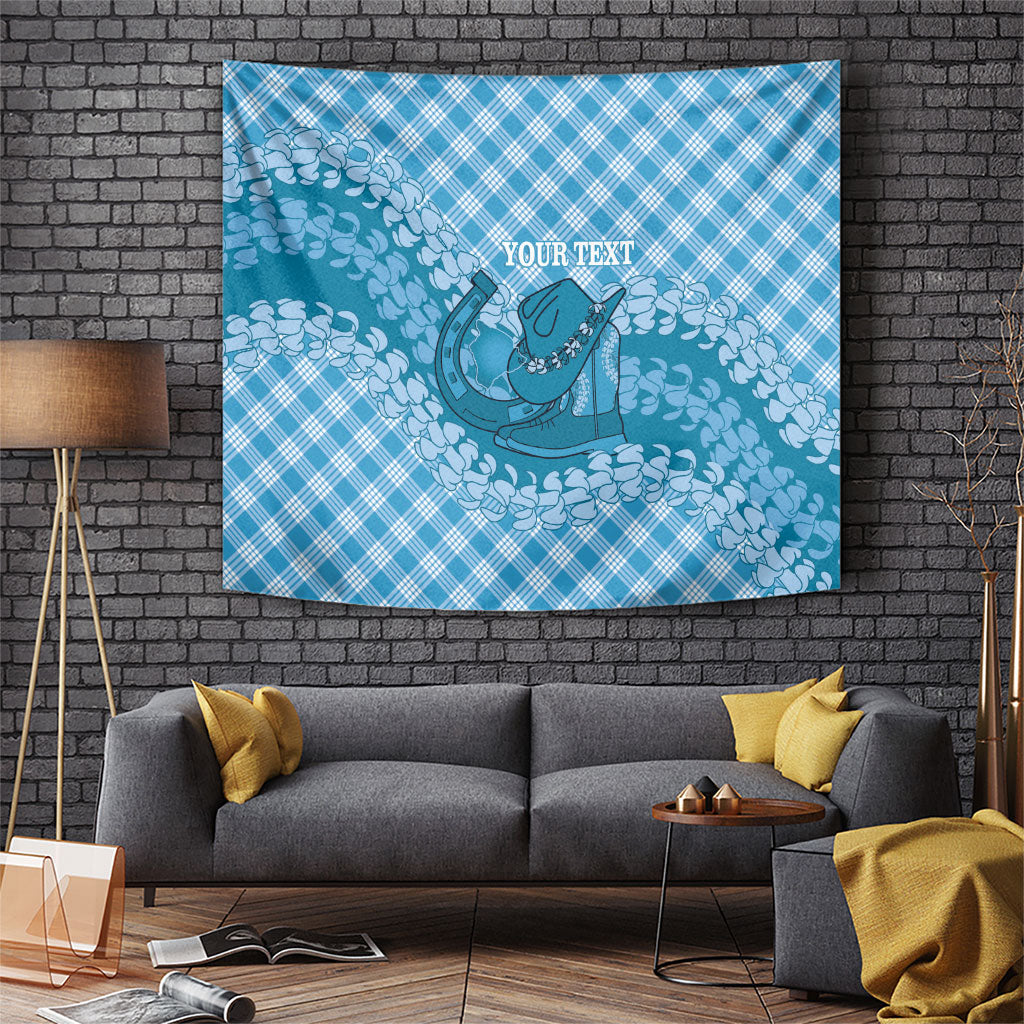 Polu Hawaii Cowboy Palaka Motifs Personalised Tapestry Paniolo Festival Puakenikeni Lei