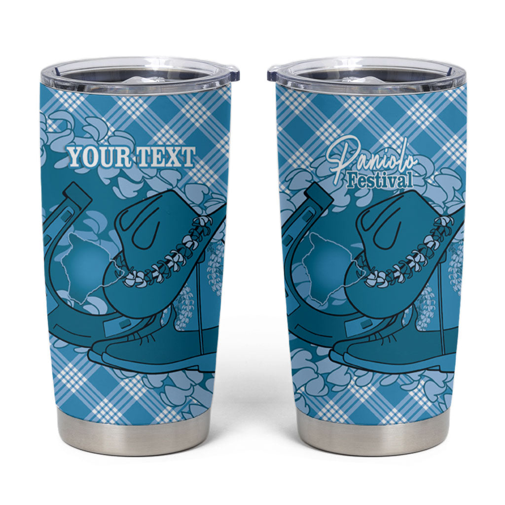 Polu Hawaii Cowboy Palaka Motifs Personalised Tumbler Cup Paniolo Festival Puakenikeni Lei