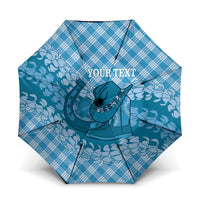 Polu Hawaii Cowboy Palaka Motifs Personalised Umbrella Paniolo Festival Puakenikeni Lei LT14 One Size Folded 11.42 inch Opened Diameter 37.4 inch Blue - Polynesian Pride